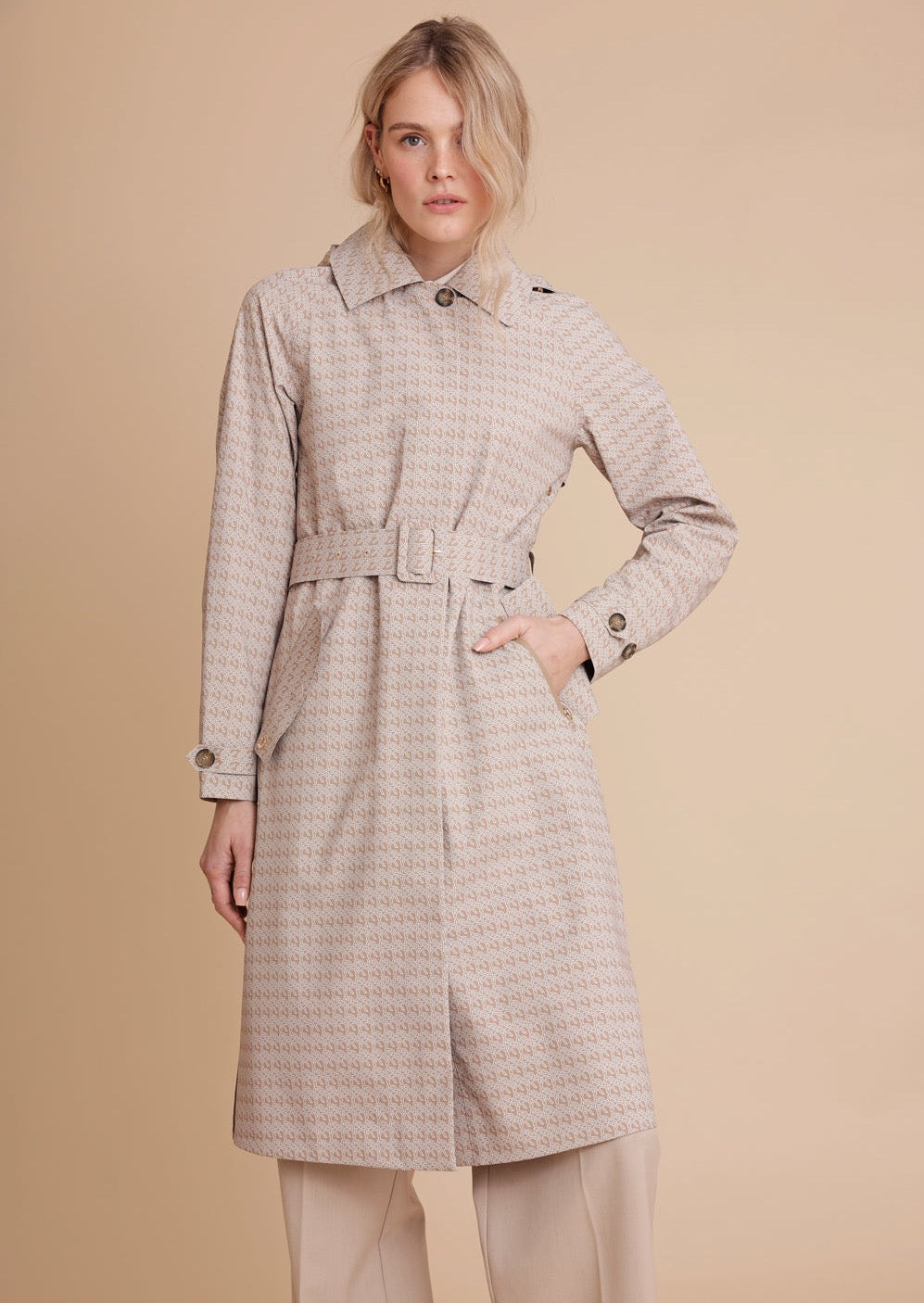 Packable Travel Trench - Beige Monogram