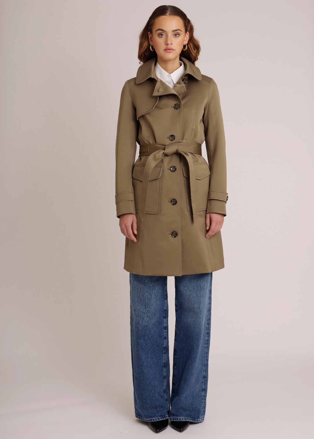 Waterproof Tailored Trenchcoat Satin - LightGreen