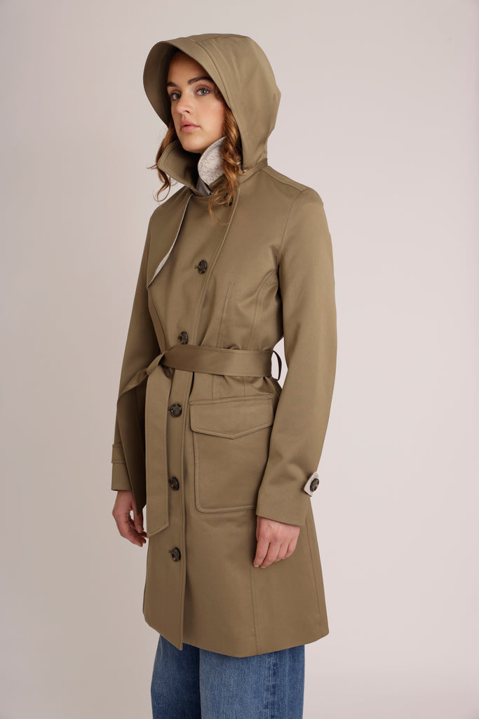 Waterproof Tailored Trenchcoat Satin - LightGreen