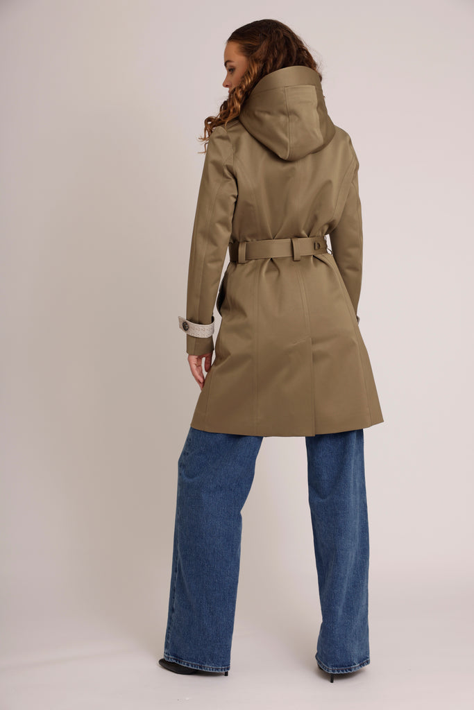 Waterproof Tailored Trenchcoat Satin - LightGreen