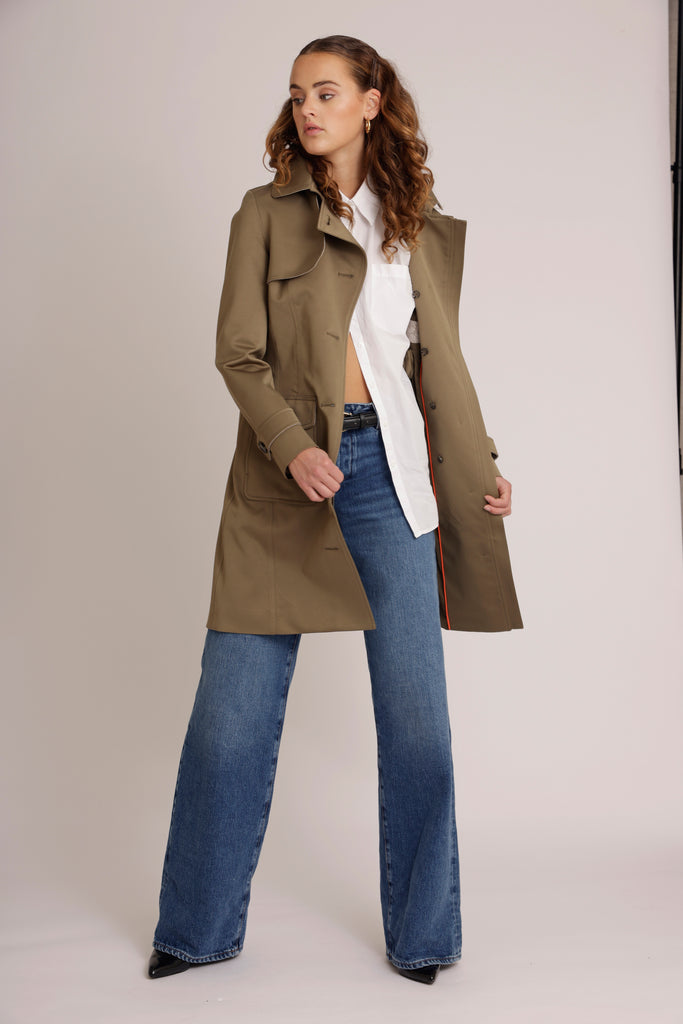 Waterproof Tailored Trenchcoat Satin - LightGreen