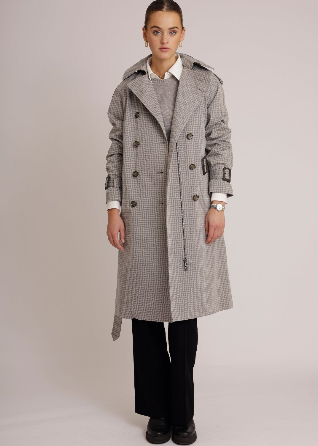 Waterproof Timeless Trench - Gray Check