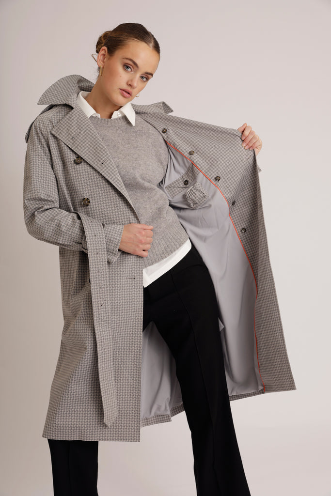 Waterproof Timeless Trench - Gray Check