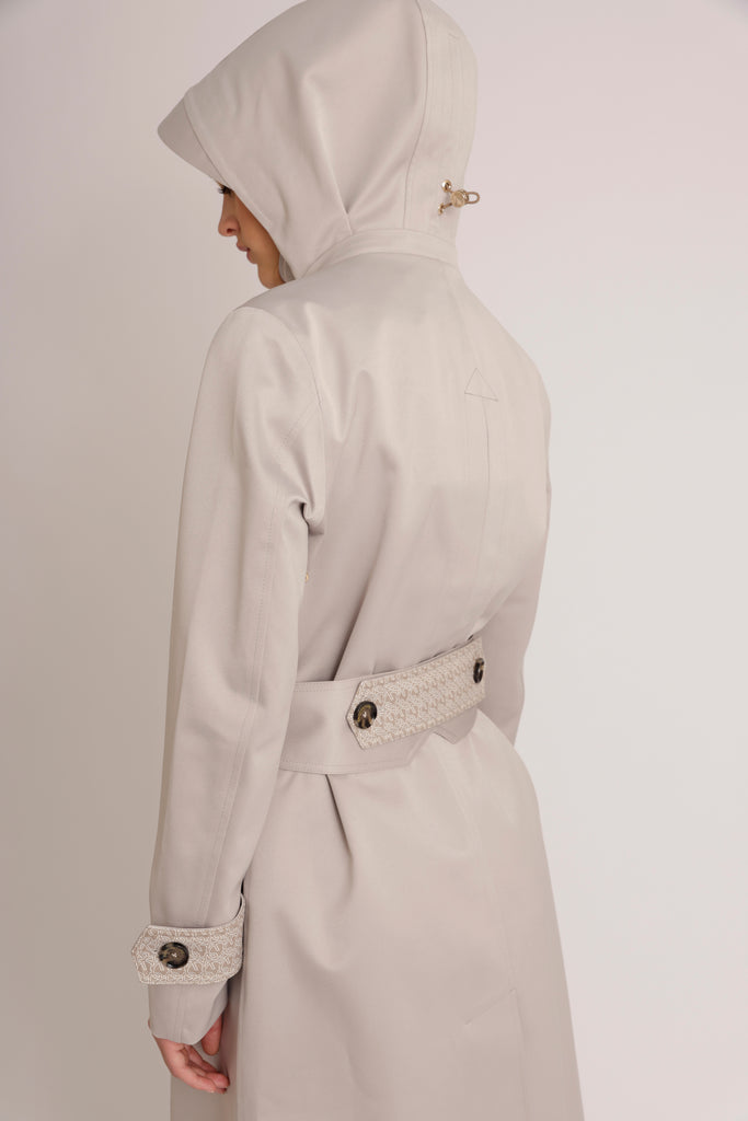 Waterproof Waistbelt Raincoat - Silver Gray