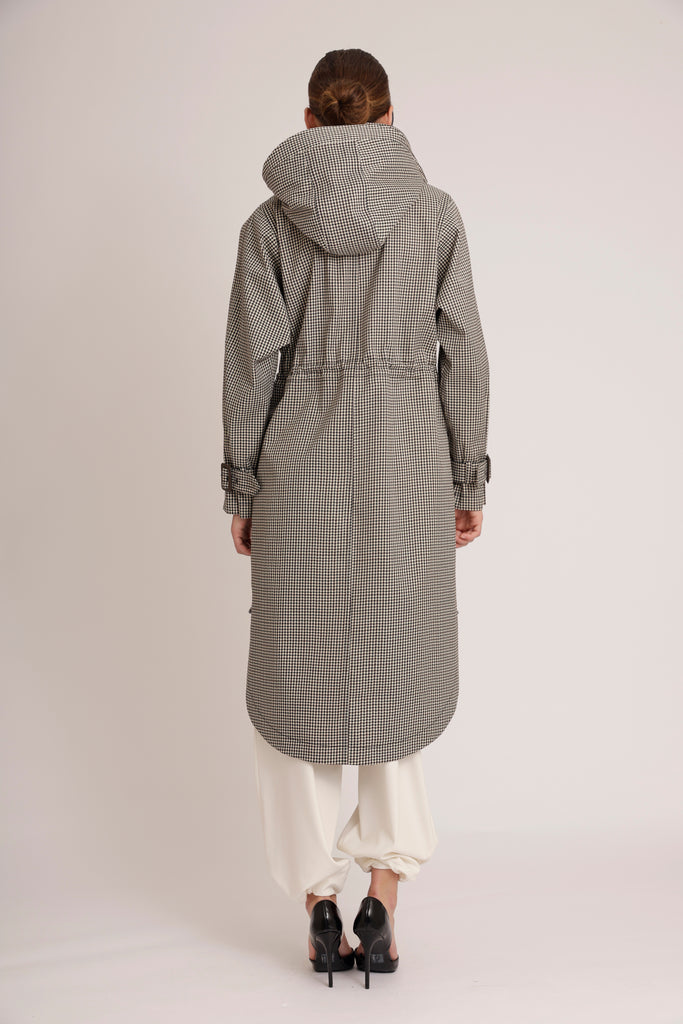 Luxury Tailored Poncho - Houndstooth Check