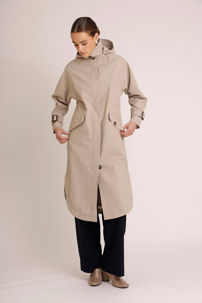 Waterproof Luxury Tailored Poncho - Greige