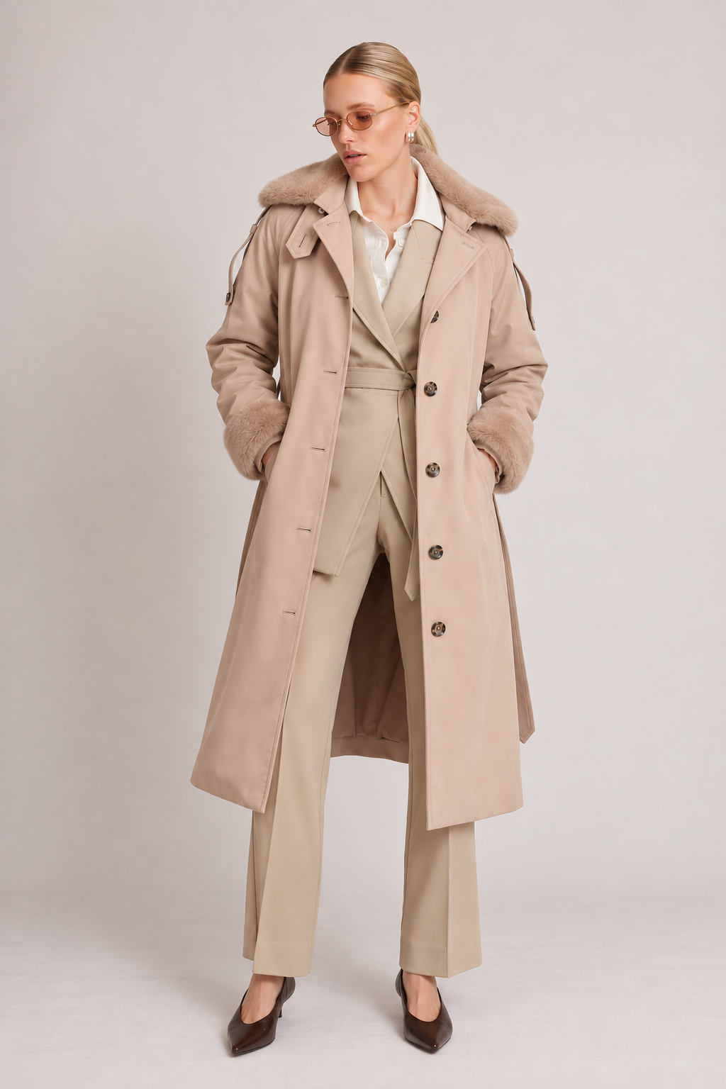 Waterproof Puffer Trench | Beige