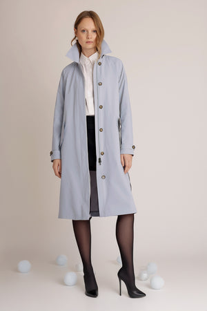 Waterproof Packable Straight-Fit Trenchcoat | Sky Gray