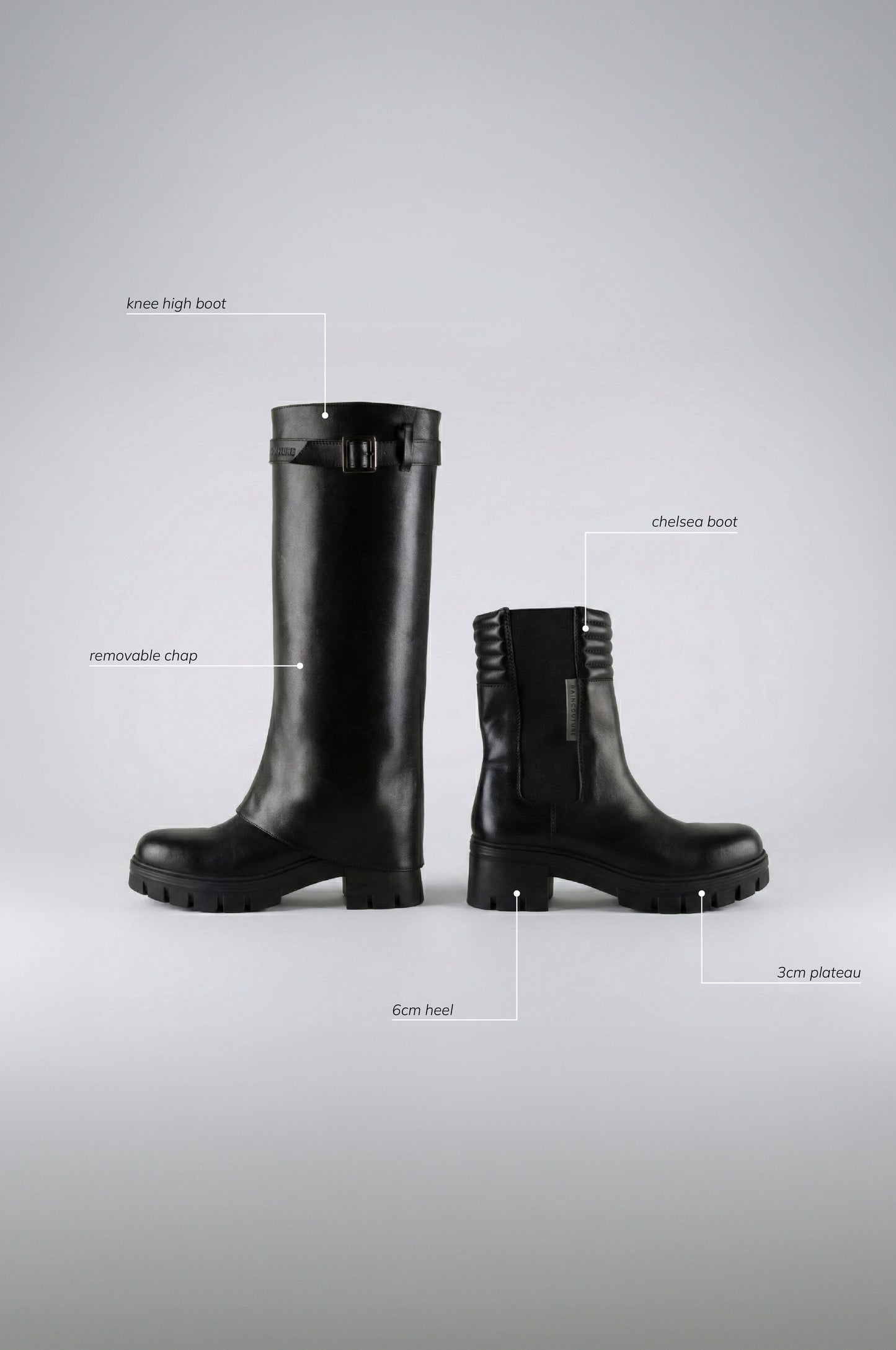 2-in-1 Waterproof Boots | Black Leather