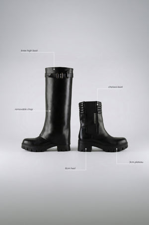 2-in-1 Waterproof Boots | Black Leather