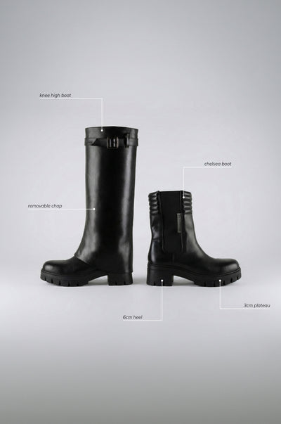 2-in-1 Waterproof Boots | Black Leather