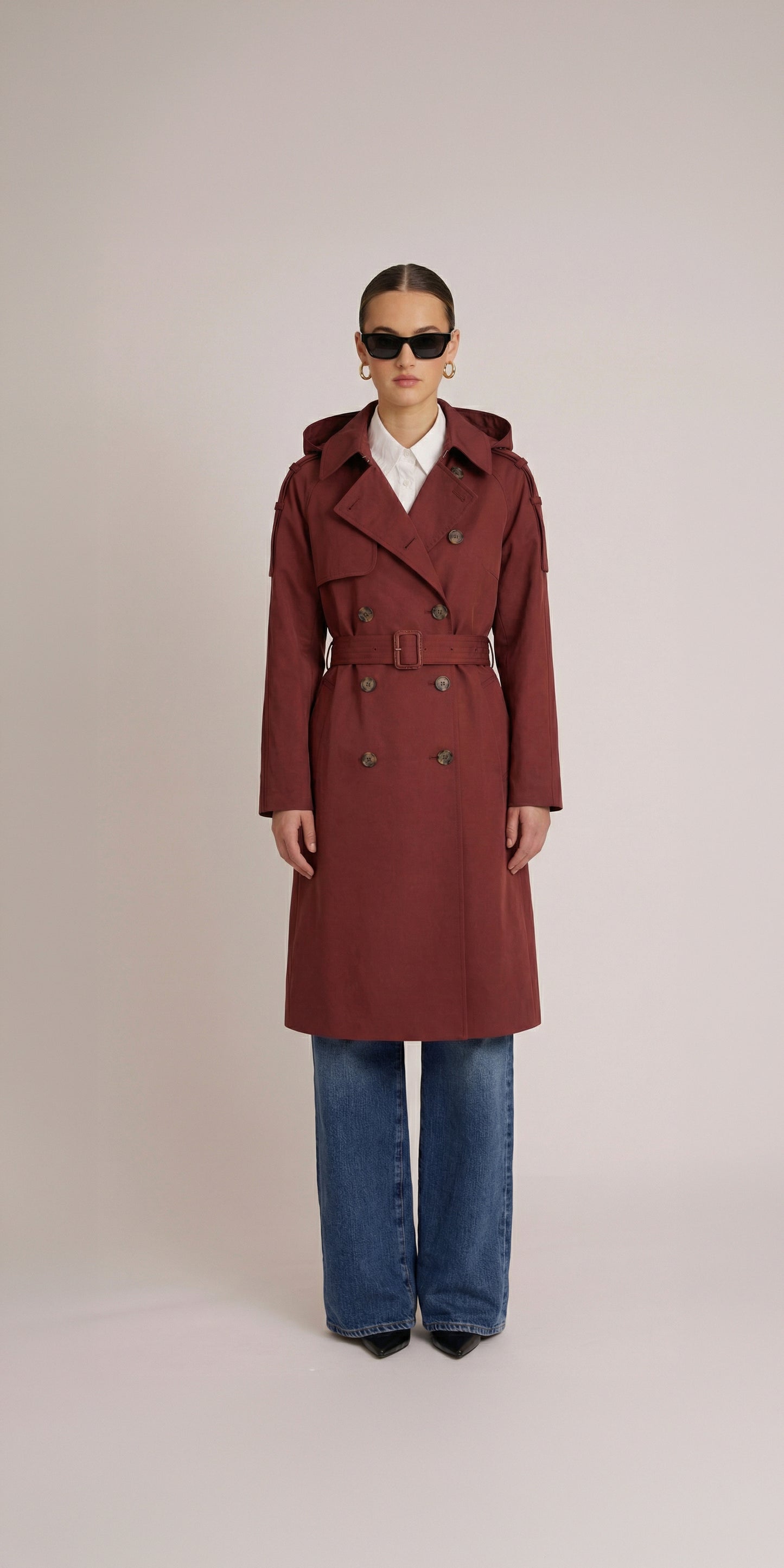 Waterproof Relaxed Fit Trenchcoat  | Burgundy