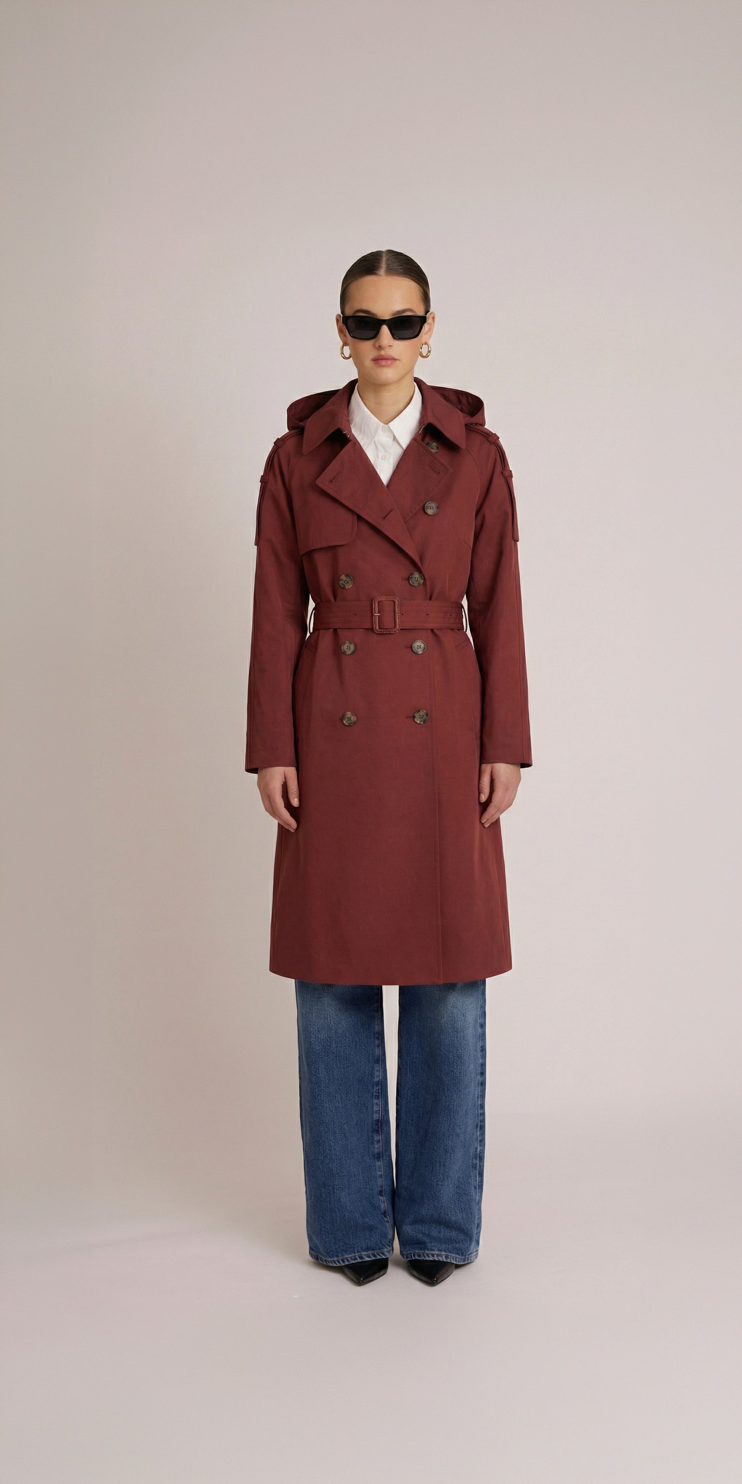 Waterproof Relaxed Fit Trenchcoat  | Burgundy