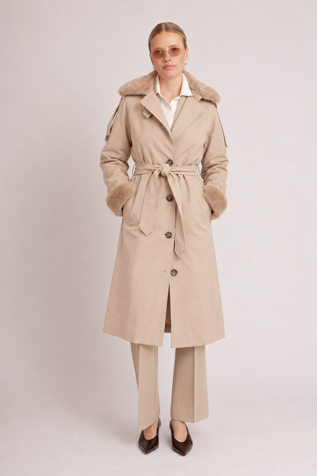 Waterproof Puffer Trench | Beige