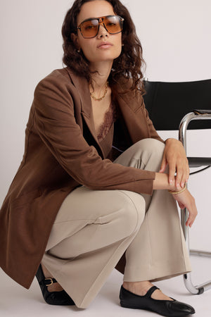 Wrinkle-Free Flared Stretchable Trousers | Beige