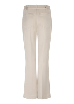 Wrinkle-Free Flared Stretchable Trousers | Beige