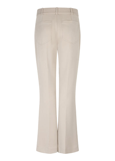 Wrinkle-Free Flared Stretchable Trousers | Beige