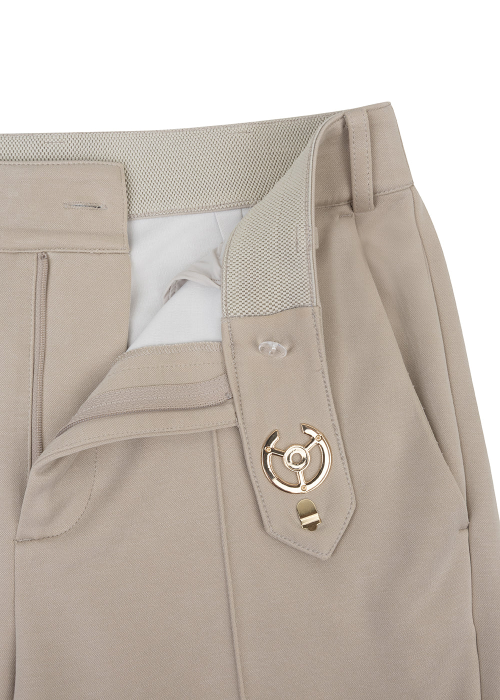 Wrinkle-Free Flared Stretchable Trousers | Beige