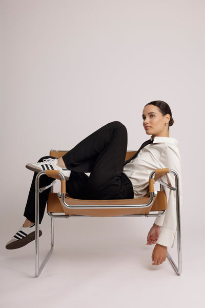 Kreukvrije Flared Stretch Pantalon | Zwart