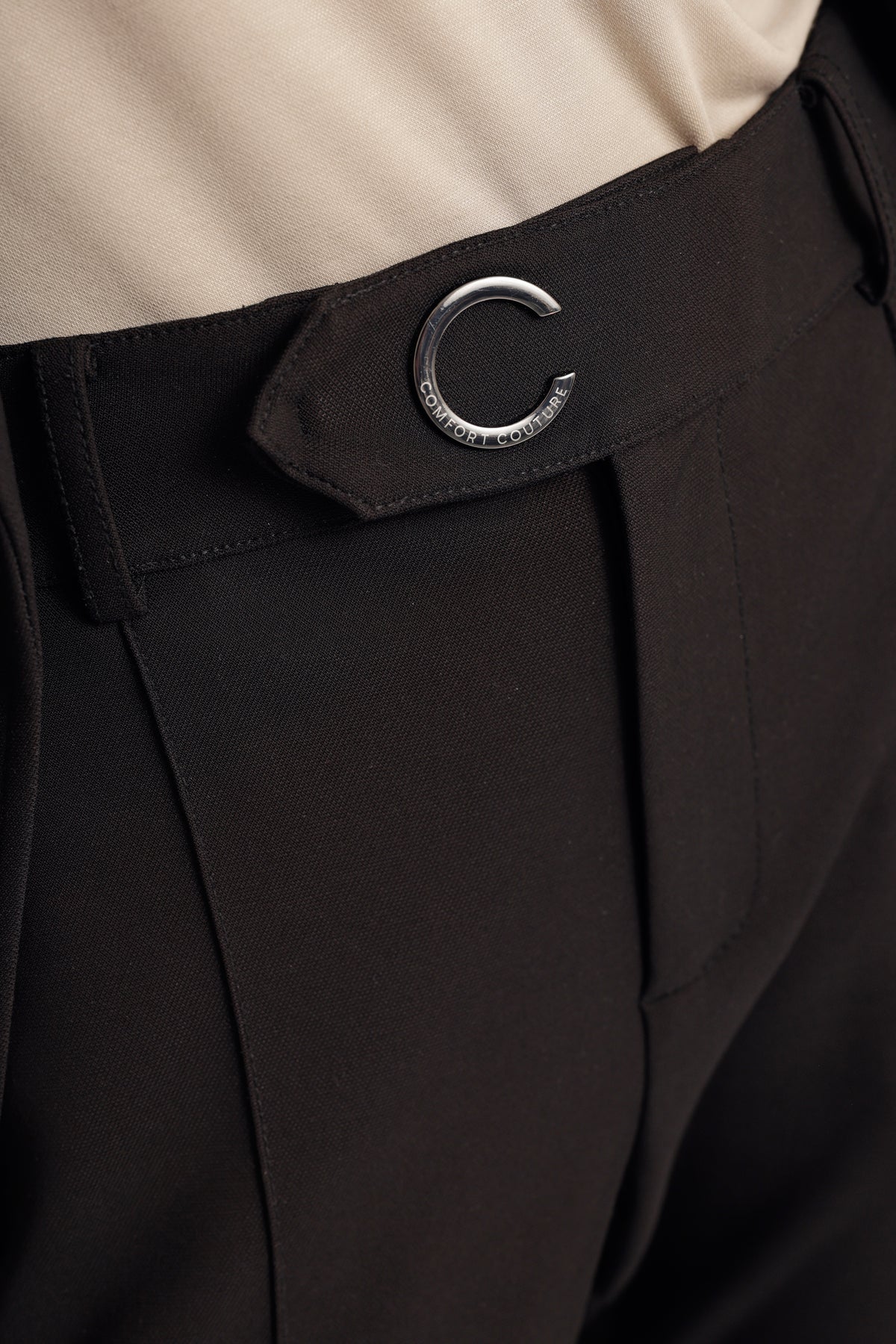 Kreukvrije Flared Stretch Pantalon | Zwart