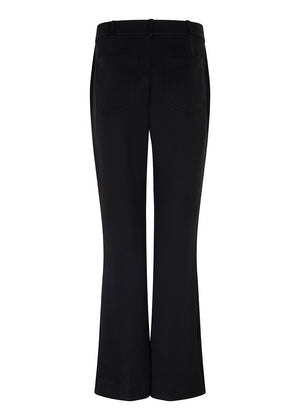 Kreukvrije Flared Stretch Pantalon | Zwart