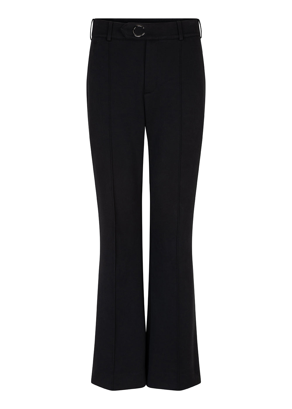 Kreukvrije Flared Stretch Pantalon | Zwart