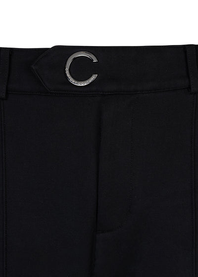 Kreukvrije Flared Stretch Pantalon | Zwart