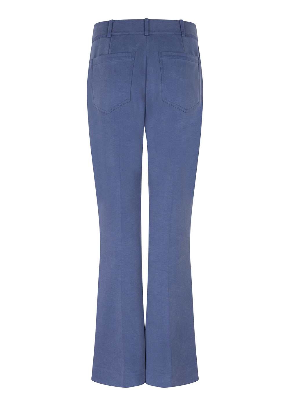 Wrinkle-Free Flared Stretchable Trousers | Mid-Blue