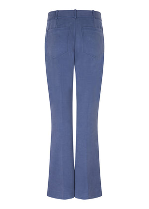 Wrinkle-Free Flared Stretchable Trousers | Mid-Blue