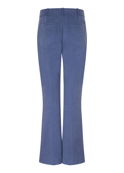 Wrinkle-Free Flared Stretchable Trousers | Mid-Blue