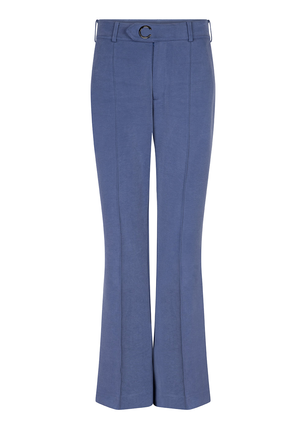 Wrinkle-Free Flared Stretchable Trousers | Mid-Blue