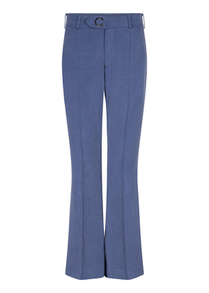 Wrinkle-Free Flared Stretchable Trousers | Mid-Blue