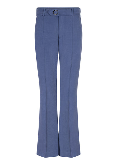 Wrinkle-Free Flared Stretchable Trousers | Mid-Blue