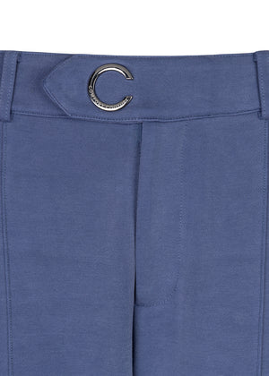 Wrinkle-Free Flared Stretchable Trousers | Mid-Blue