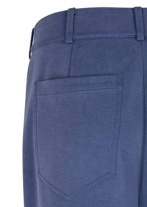 Wrinkle-Free Flared Stretchable Trousers | Mid-Blue