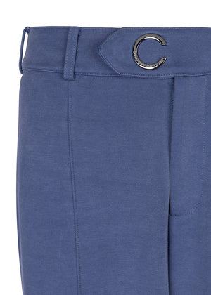 Wrinkle-Free Flared Stretchable Trousers | Mid-Blue