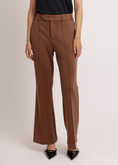 Wrinkle-Free Flared Stretchable Trousers | Brown