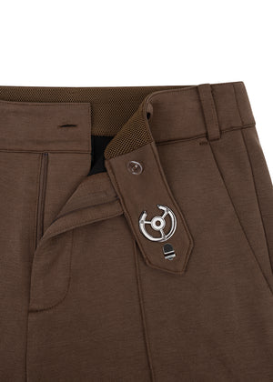 Wrinkle-Free Flared Stretchable Trousers | Brown