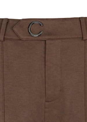 Wrinkle-Free Flared Stretchable Trousers | Brown