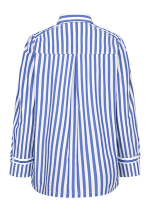 Everyday Stretch Blouse | White-Blue Striped