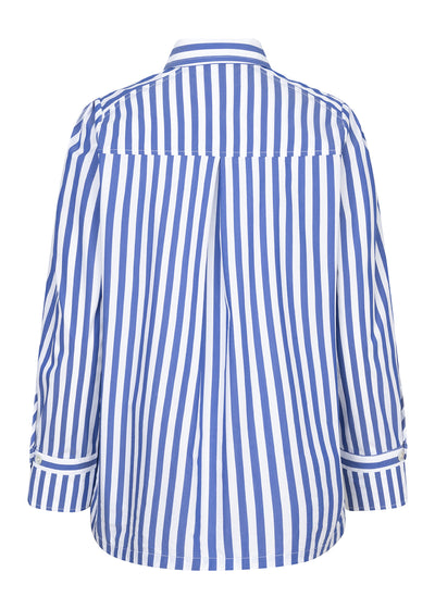 Everyday Stretch Blouse | White-Blue Striped