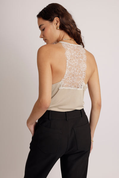 Zachte Top met Kant | Beige