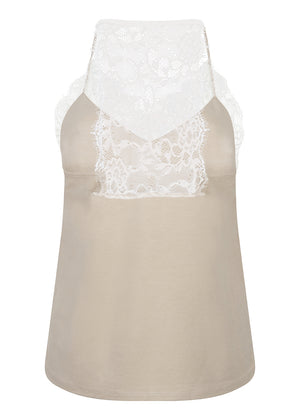 Zachte Top met Kant | Beige