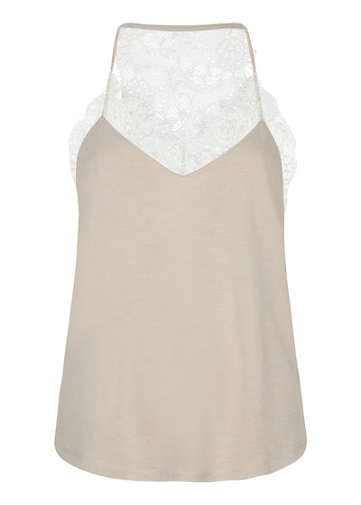Zachte Top met Kant | Beige