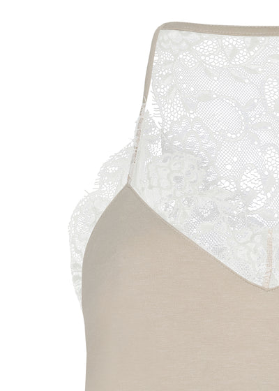 Zachte Top met Kant | Beige