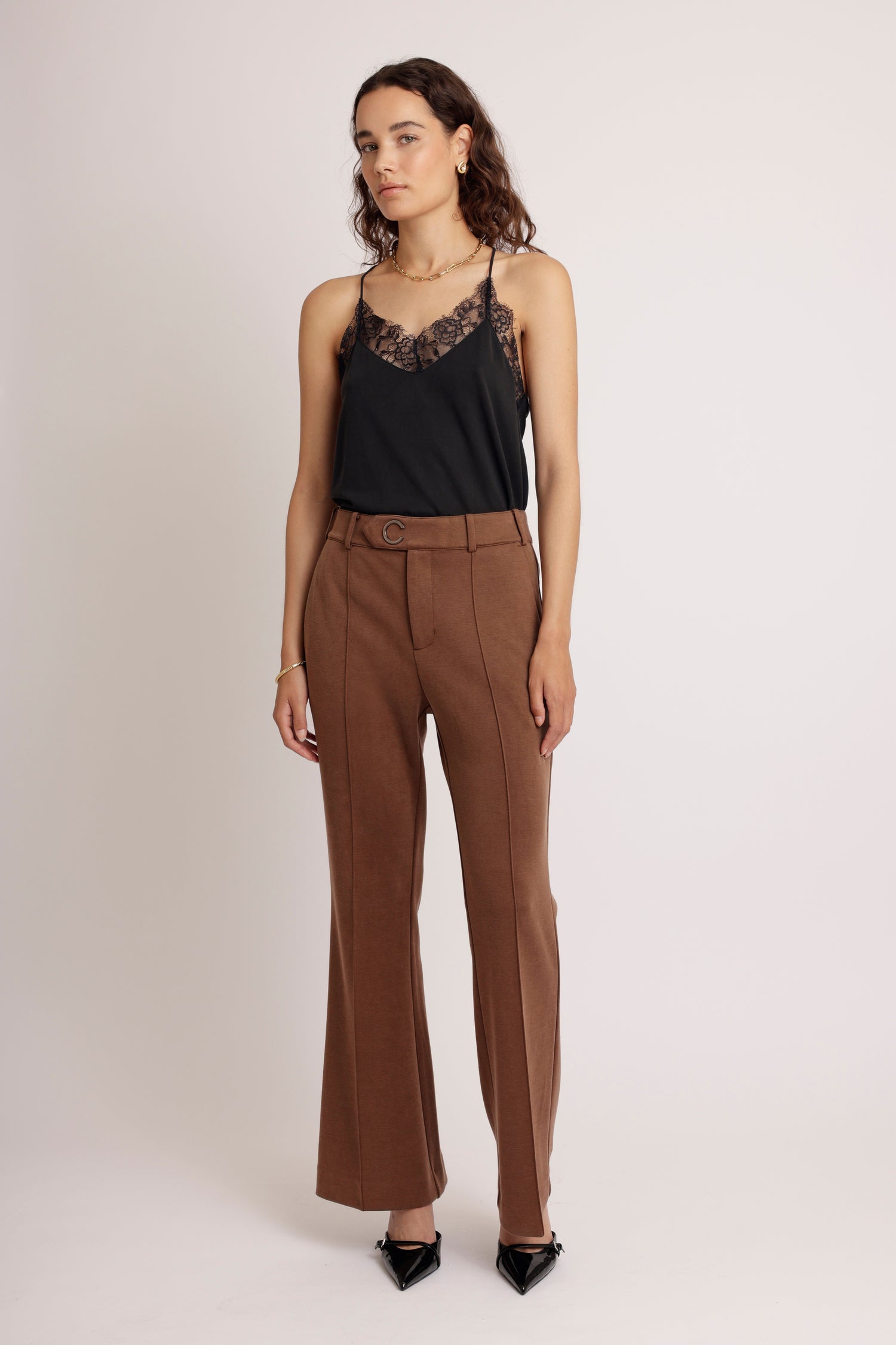 Lace-Lined Soft Cami | Almost Black