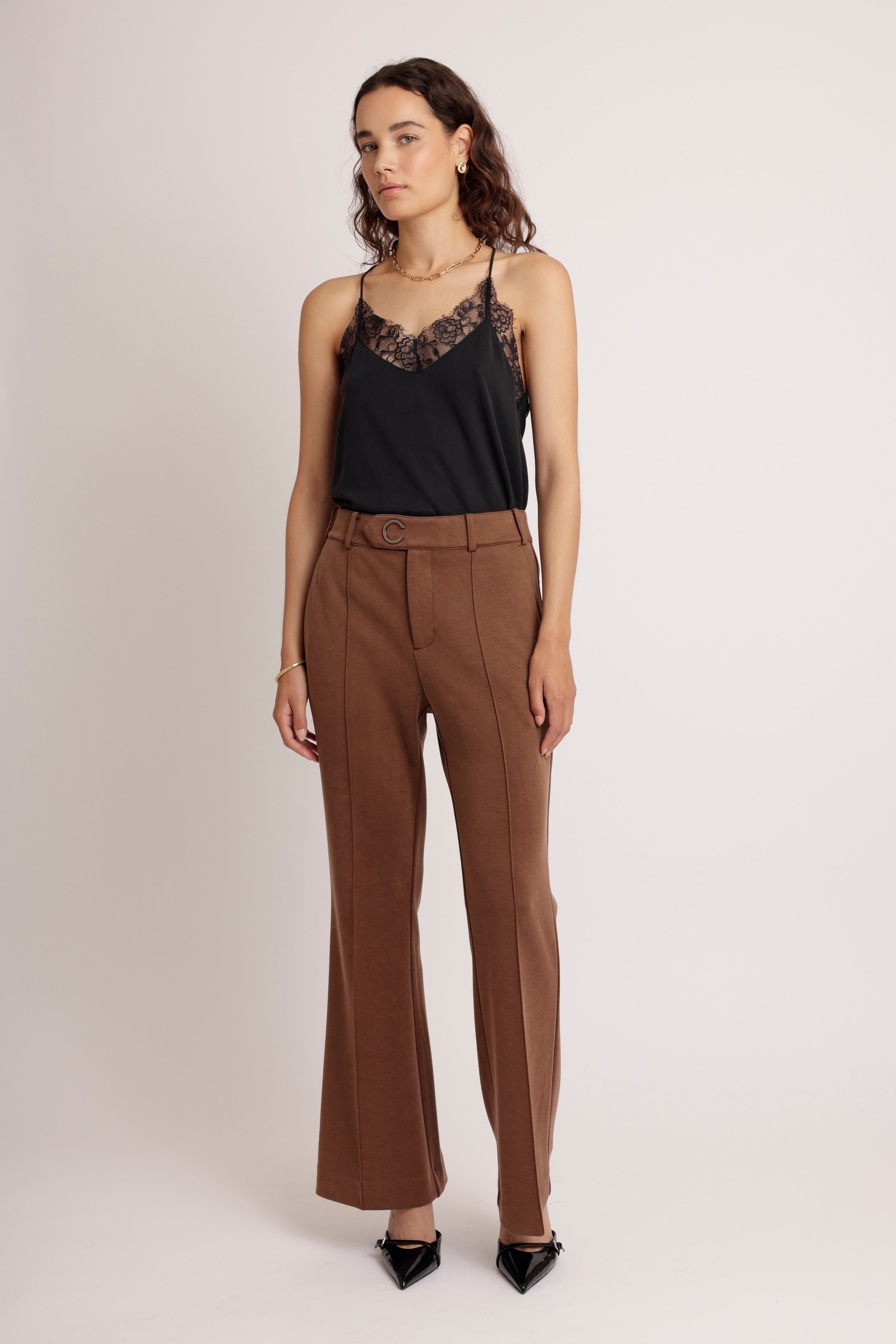 Lace-Lined Soft Cami | Almost Black