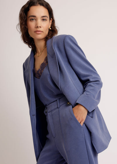 Zachte Top met Kant | Middenblauw