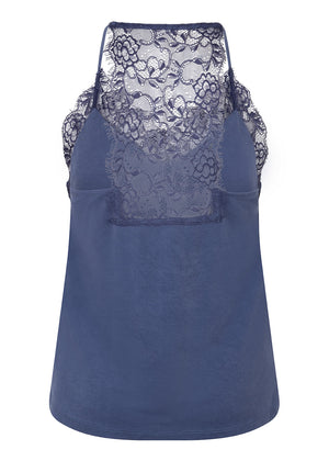 Zachte Top met Kant | Middenblauw