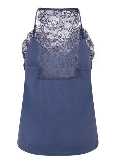 Zachte Top met Kant | Middenblauw